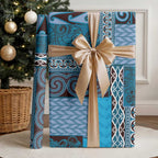Blue Aotearoa Kowhaiwhai Pattern Wrapping Paper NZ Maori Quilt Style - Aussie Hoodie