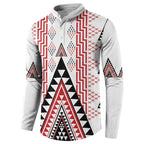 Aotearoa Taniko Button Sweatshirt Niho Taniwha Purapura Whetu Mix Poutama