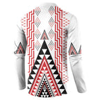 Aotearoa Taniko Button Sweatshirt Niho Taniwha Purapura Whetu Mix Poutama