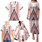 Aotearoa Taniko Family Matching Puletasi and Hawaiian Shirt Niho Taniwha Purapura Whetu Mix Poutama