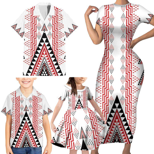 Aotearoa Taniko Family Matching Short Sleeve Bodycon Dress and Hawaiian Shirt Niho Taniwha Purapura Whetu Mix Poutama