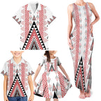 Aotearoa Taniko Family Matching Tank Maxi Dress and Hawaiian Shirt Niho Taniwha Purapura Whetu Mix Poutama