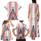 Aotearoa Taniko Family Matching Tank Maxi Dress and Hawaiian Shirt Niho Taniwha Purapura Whetu Mix Poutama