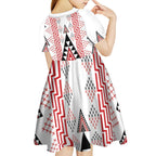 Aotearoa Taniko Kid Short Sleeve Dress Niho Taniwha Purapura Whetu Mix Poutama