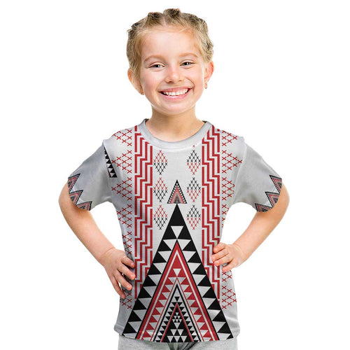 Aotearoa Taniko Kid T Shirt Niho Taniwha Purapura Whetu Mix Poutama