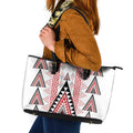 Aotearoa Taniko Leather Tote Bag Niho Taniwha Purapura Whetu Mix Poutama