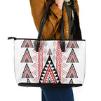 Aotearoa Taniko Leather Tote Bag Niho Taniwha Purapura Whetu Mix Poutama