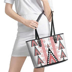 Aotearoa Taniko Leather Tote Bag Niho Taniwha Purapura Whetu Mix Poutama