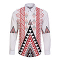 Aotearoa Taniko Long Sleeve Button Shirt Niho Taniwha Purapura Whetu Mix Poutama