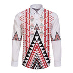 Aotearoa Taniko Long Sleeve Button Shirt Niho Taniwha Purapura Whetu Mix Poutama