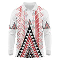 Aotearoa Taniko Long Sleeve Polo Shirt Niho Taniwha Purapura Whetu Mix Poutama