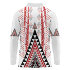 Aotearoa Taniko Long Sleeve Polo Shirt Niho Taniwha Purapura Whetu Mix Poutama