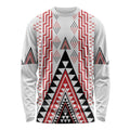 Aotearoa Taniko Long Sleeve Shirt Niho Taniwha Purapura Whetu Mix Poutama