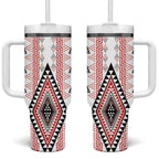 Aotearoa Taniko Tumbler With Handle Niho Taniwha Purapura Whetu Mix Poutama