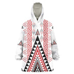 Aotearoa Taniko Wearable Blanket Hoodie Niho Taniwha Purapura Whetu Mix Poutama