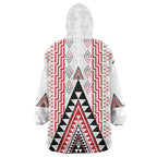 Aotearoa Taniko Wearable Blanket Hoodie Niho Taniwha Purapura Whetu Mix Poutama