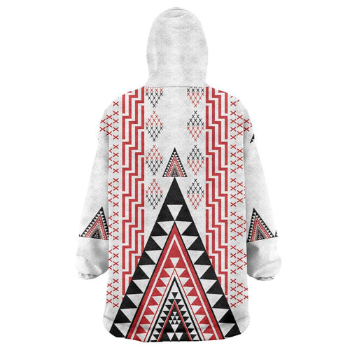 Aotearoa Taniko Wearable Blanket Hoodie Niho Taniwha Purapura Whetu Mix Poutama