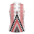 Aotearoa Taniko Women Sleeveless Polo Shirt Niho Taniwha Purapura Whetu Mix Poutama