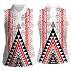 Aotearoa Taniko Women Sleeveless Polo Shirt Niho Taniwha Purapura Whetu Mix Poutama