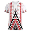 Aotearoa Taniko Women V-Neck T-Shirt Niho Taniwha Purapura Whetu Mix Poutama