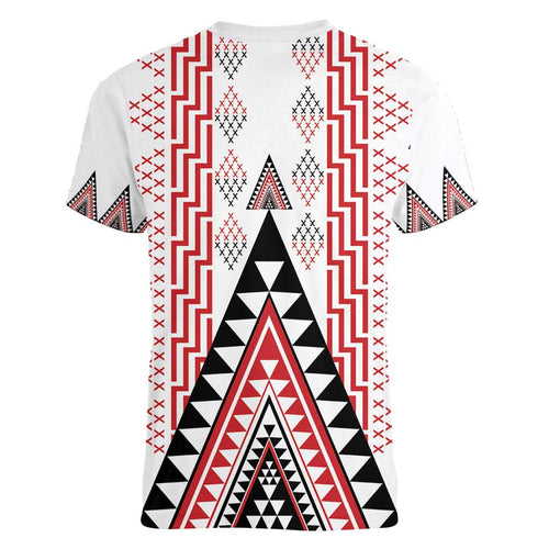 Aotearoa Taniko Women V-Neck T-Shirt Niho Taniwha Purapura Whetu Mix Poutama