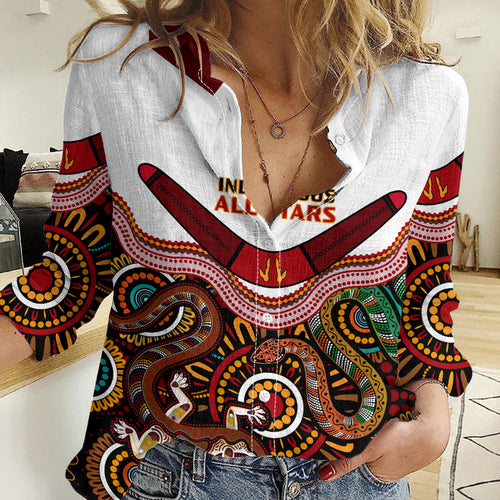 (Custom Text And Number) Australia Indigenous Rugby Women Casual Shirt All Stars Aussie Snake And Lizard LT14