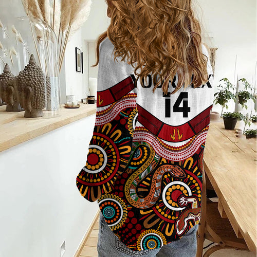 (Custom Text And Number) Australia Indigenous Rugby Women Casual Shirt All Stars Aussie Snake And Lizard LT14