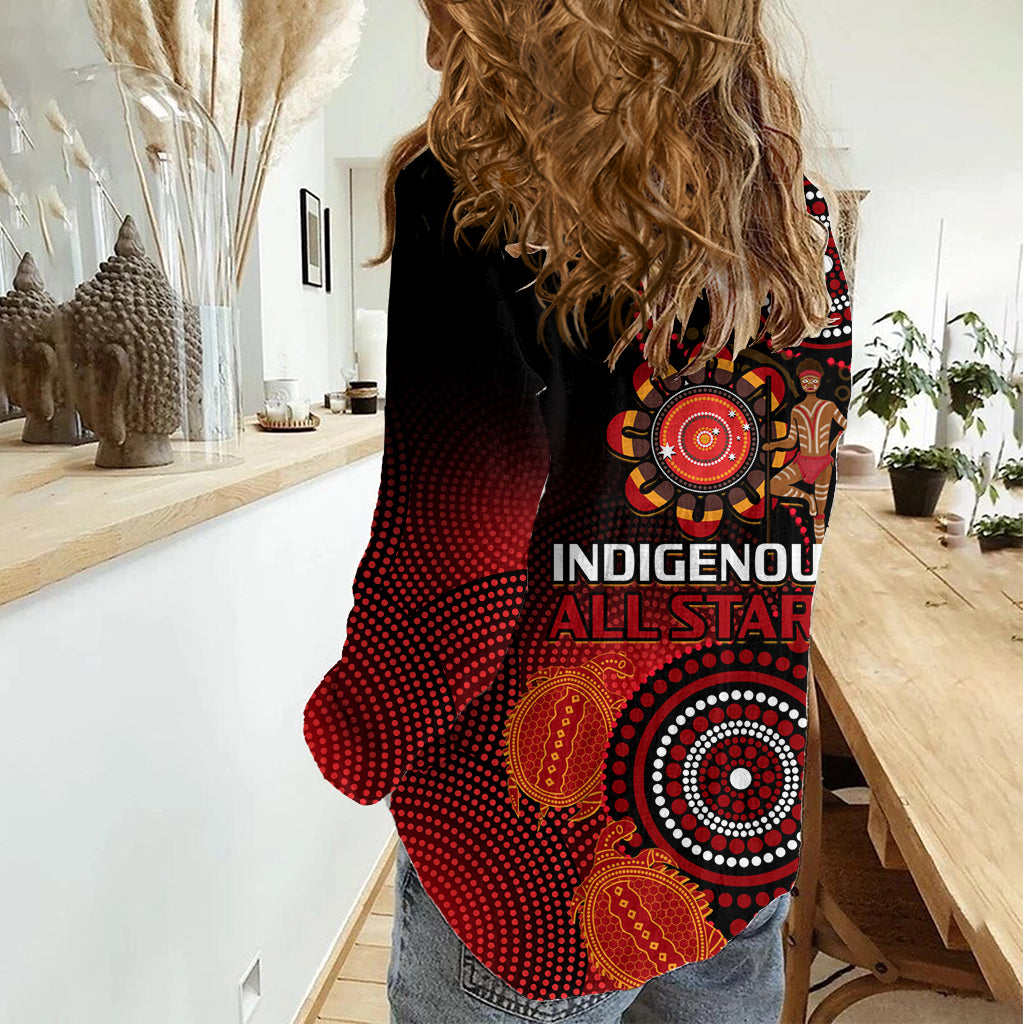 Australia Indigenous Rugby Women Casual Shirt All Stars Aboriginal Turtle LT14