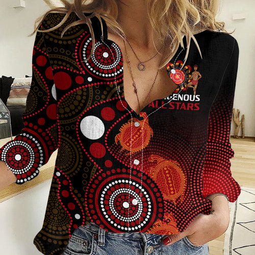 (Custom Text And Number) Australia Indigenous Rugby Women Casual Shirt All Stars Aboriginal Turtle LT14