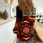 Australia Indigenous Rugby Women Casual Shirt All Stars Aborigine Dreamtime Black Version LT14