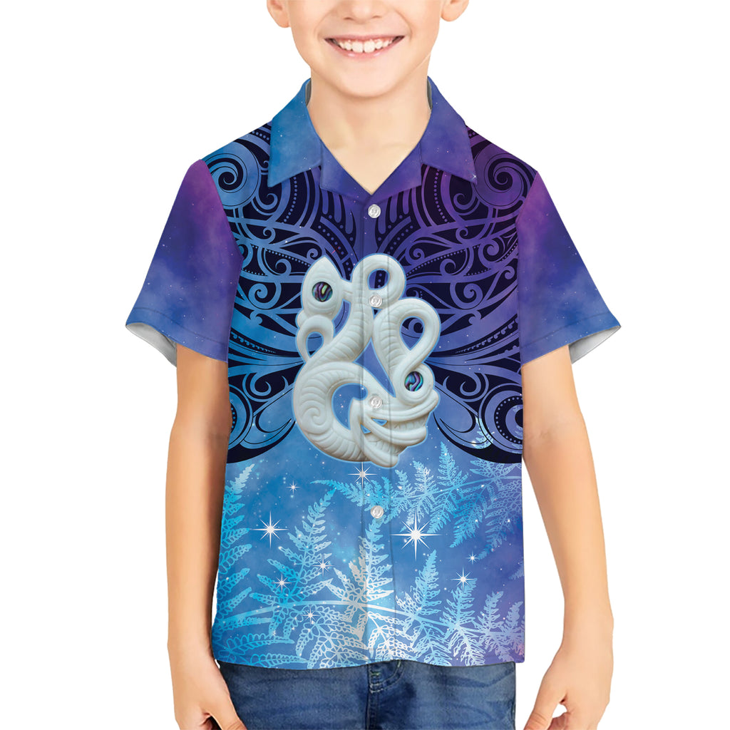 New Zealand Matariki Kid Hawaiian Shirt Aotearoa Maori New Year Manaia Galaxy Vibes