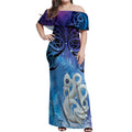 New Zealand Matariki Off Shoulder Maxi Dress Aotearoa Maori New Year Manaia Galaxy Vibes