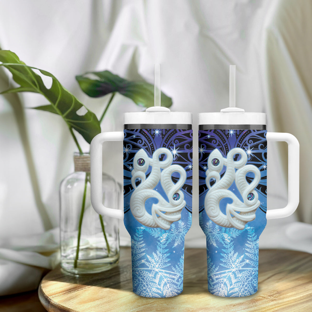 New Zealand Matariki Tumbler With Handle Aotearoa Maori New Year Manaia Galaxy Vibes