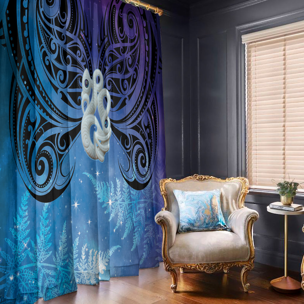 New Zealand Matariki Window Curtain Aotearoa Maori New Year Manaia Galaxy Vibes