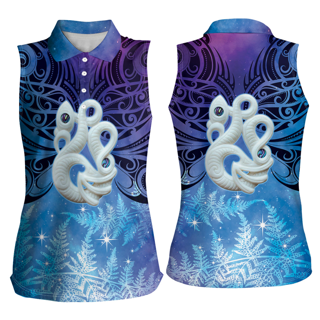 New Zealand Matariki Women Sleeveless Polo Shirt Aotearoa Maori New Year Manaia Galaxy Vibes