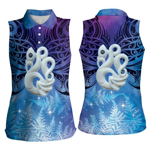New Zealand Matariki Women Sleeveless Polo Shirt Aotearoa Maori New Year Manaia Galaxy Vibes