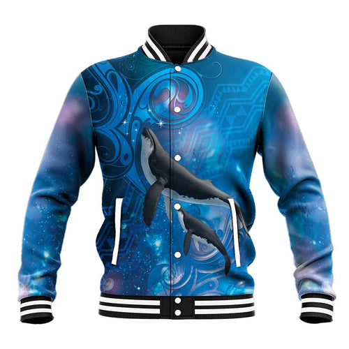 Paikea New Zealand Matariki Baseball Jacket Humpback Whale Taniko Motifs Ocean Vibes