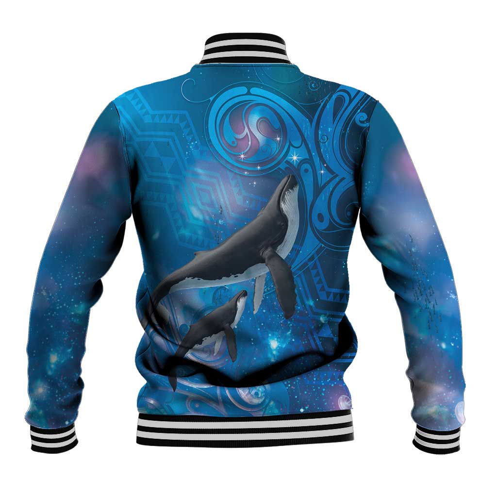 Paikea New Zealand Matariki Baseball Jacket Humpback Whale Taniko Motifs Ocean Vibes