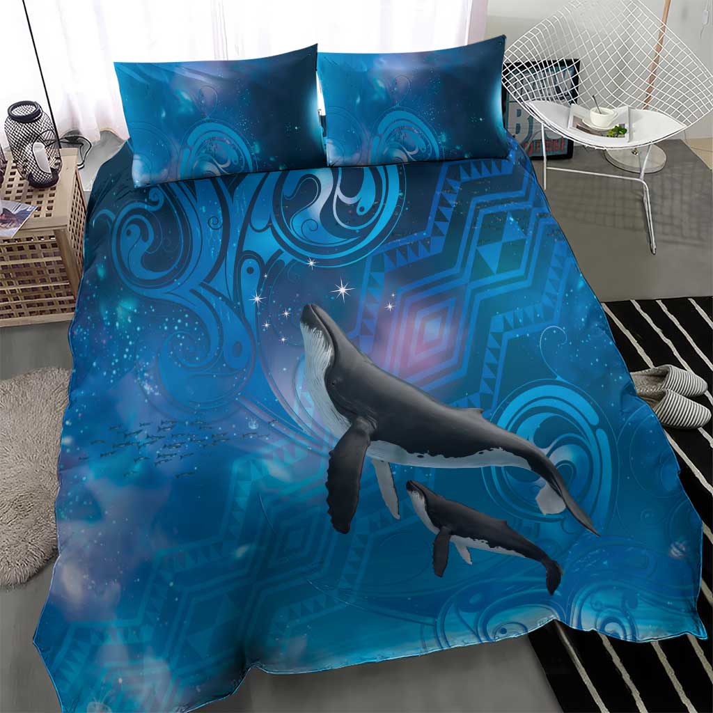 Paikea New Zealand Matariki Bedding Set Humpback Whale Taniko Motifs Ocean Vibes