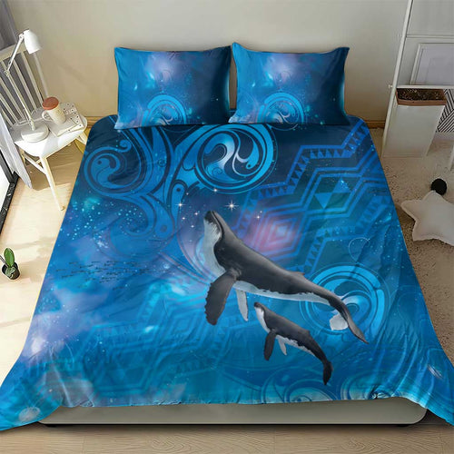 Paikea New Zealand Matariki Bedding Set Humpback Whale Taniko Motifs Ocean Vibes