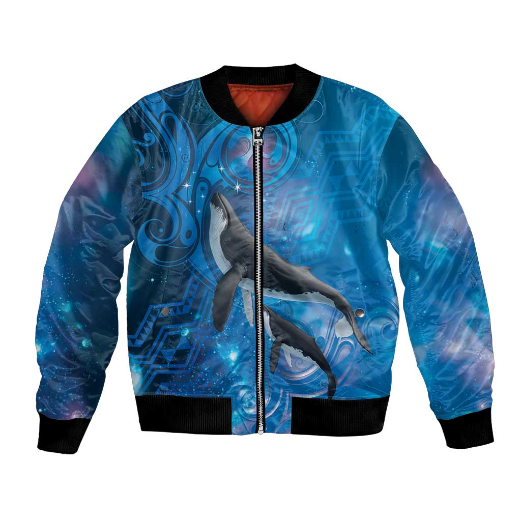 Paikea New Zealand Matariki Bomber Jacket Humpback Whale Taniko Motifs Ocean Vibes