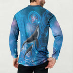 Paikea New Zealand Matariki Button Sweatshirt Humpback Whale Taniko Motifs Ocean Vibes
