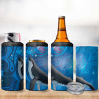 Paikea New Zealand Matariki 4 in 1 Can Cooler Tumbler Humpback Whale Taniko Motifs Ocean Vibes
