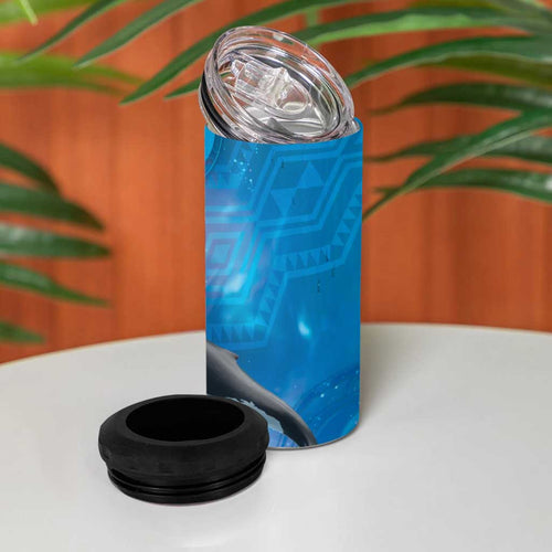 Paikea New Zealand Matariki 4 in 1 Can Cooler Tumbler Humpback Whale Taniko Motifs Ocean Vibes