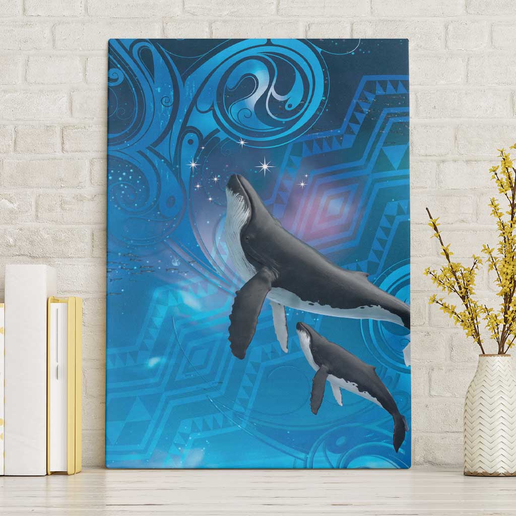 Paikea New Zealand Matariki Canvas Wall Art Humpback Whale Taniko Motifs Ocean Vibes