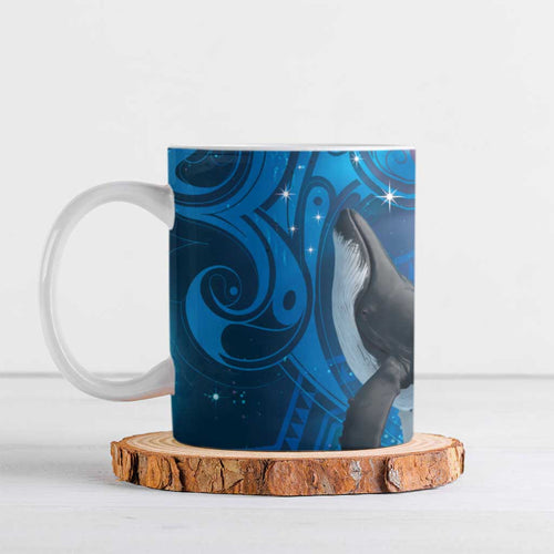Paikea New Zealand Matariki Ceramic Mug Humpback Whale Taniko Motifs Ocean Vibes