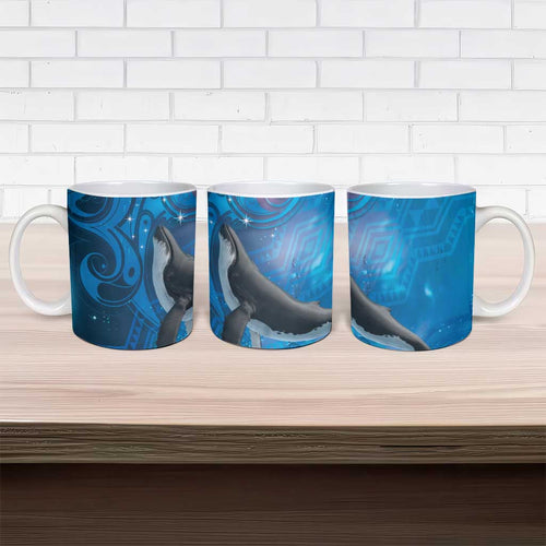 Paikea New Zealand Matariki Ceramic Mug Humpback Whale Taniko Motifs Ocean Vibes