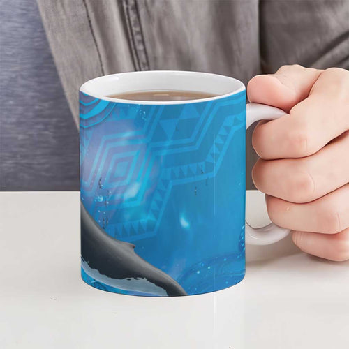 Paikea New Zealand Matariki Ceramic Mug Humpback Whale Taniko Motifs Ocean Vibes