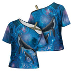 Paikea New Zealand Matariki Cross Shoulder Shirt Humpback Whale Taniko Motifs Ocean Vibes