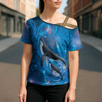 Paikea New Zealand Matariki Cross Shoulder Shirt Humpback Whale Taniko Motifs Ocean Vibes